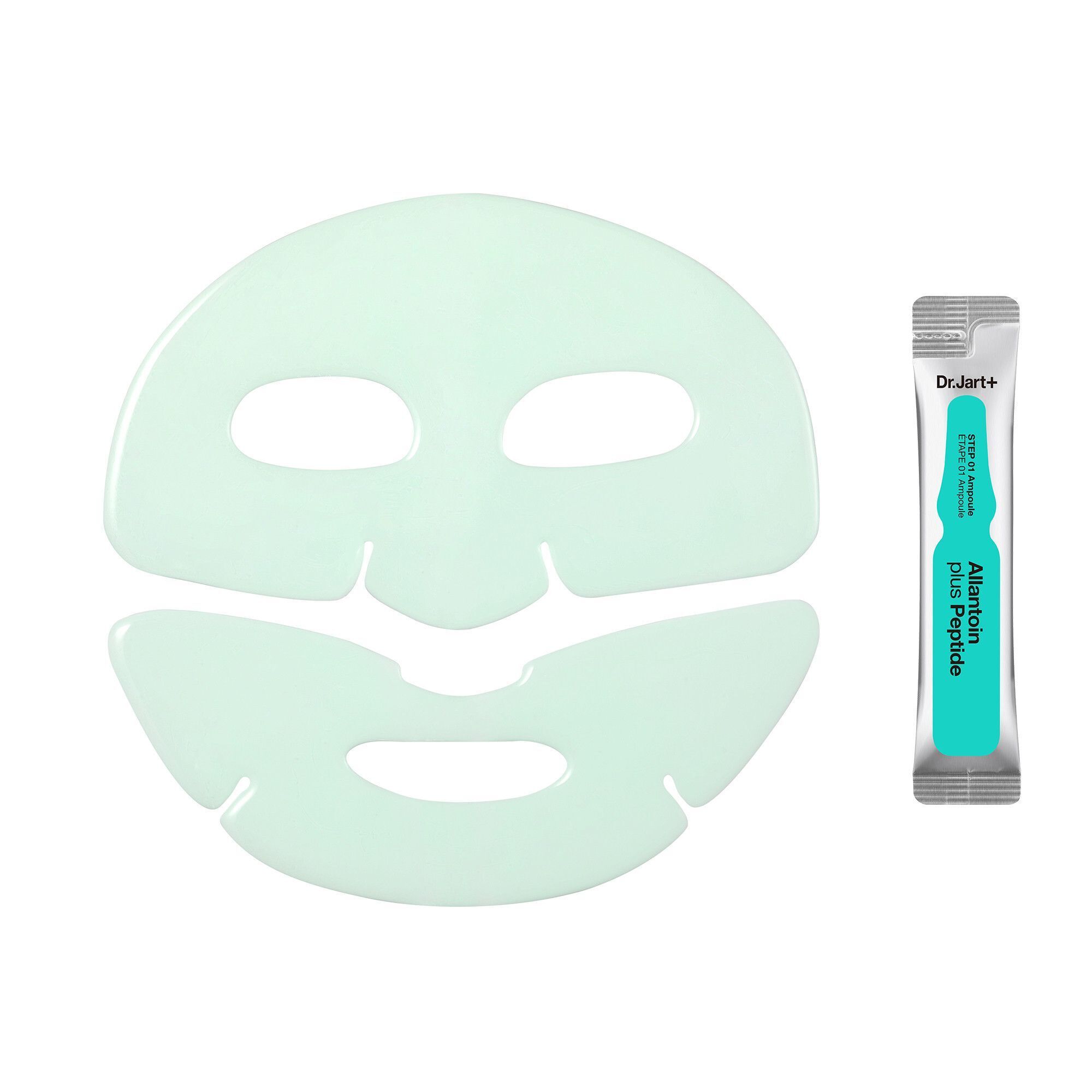 Un masque apaisant Dr.Jart+ Cryo Rubber™ déplié et une ampoule.