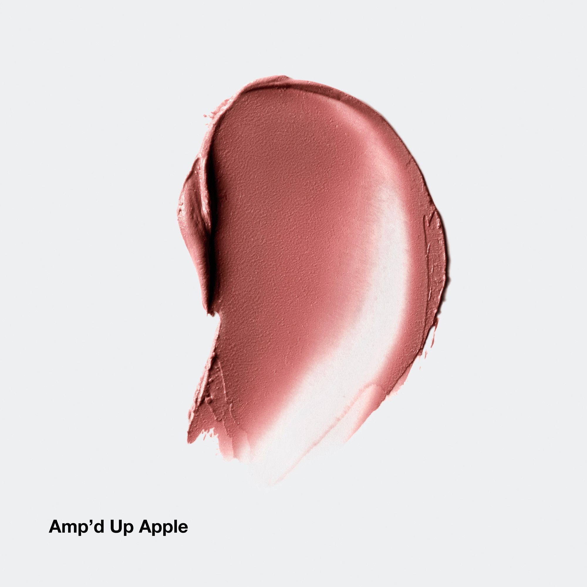 Clinique Chubby Stick Amp'd Up Apple kleurstaal op grijze achtergrond.