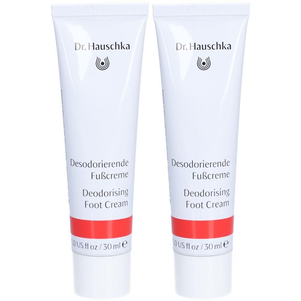 Deux tubes de Crème Déodorante pour les Pieds Dr. Hauschka, 30 ml chacun.
