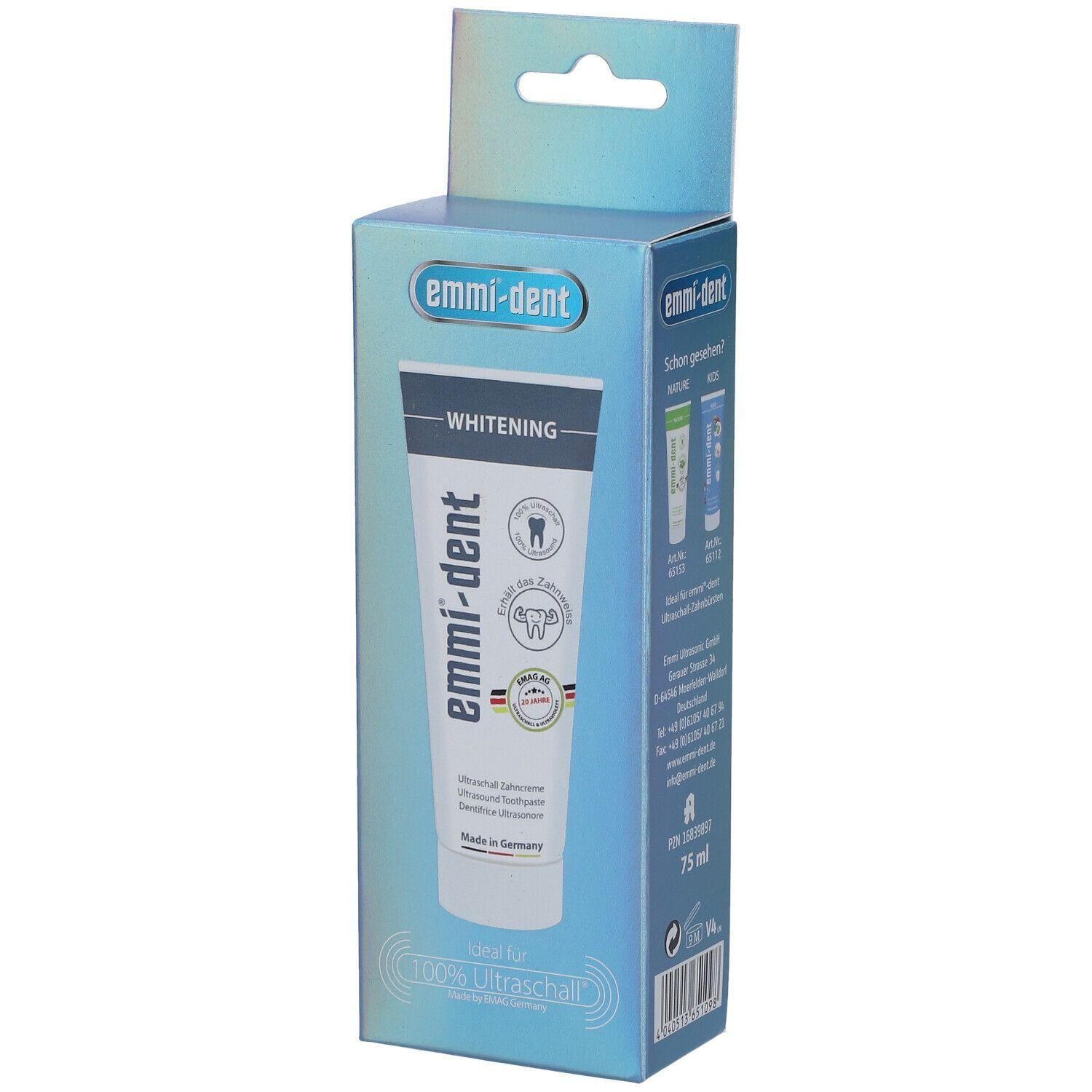 Tube de dentifrice Emmi-Dent Whitening en boîte. 75 ml.
