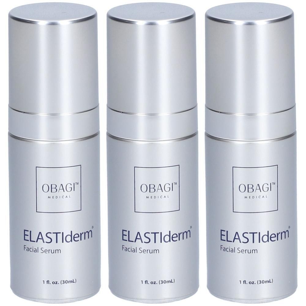 Drie OBAGI ELASTIderm gezichtsserum flacons, elk 30ml.