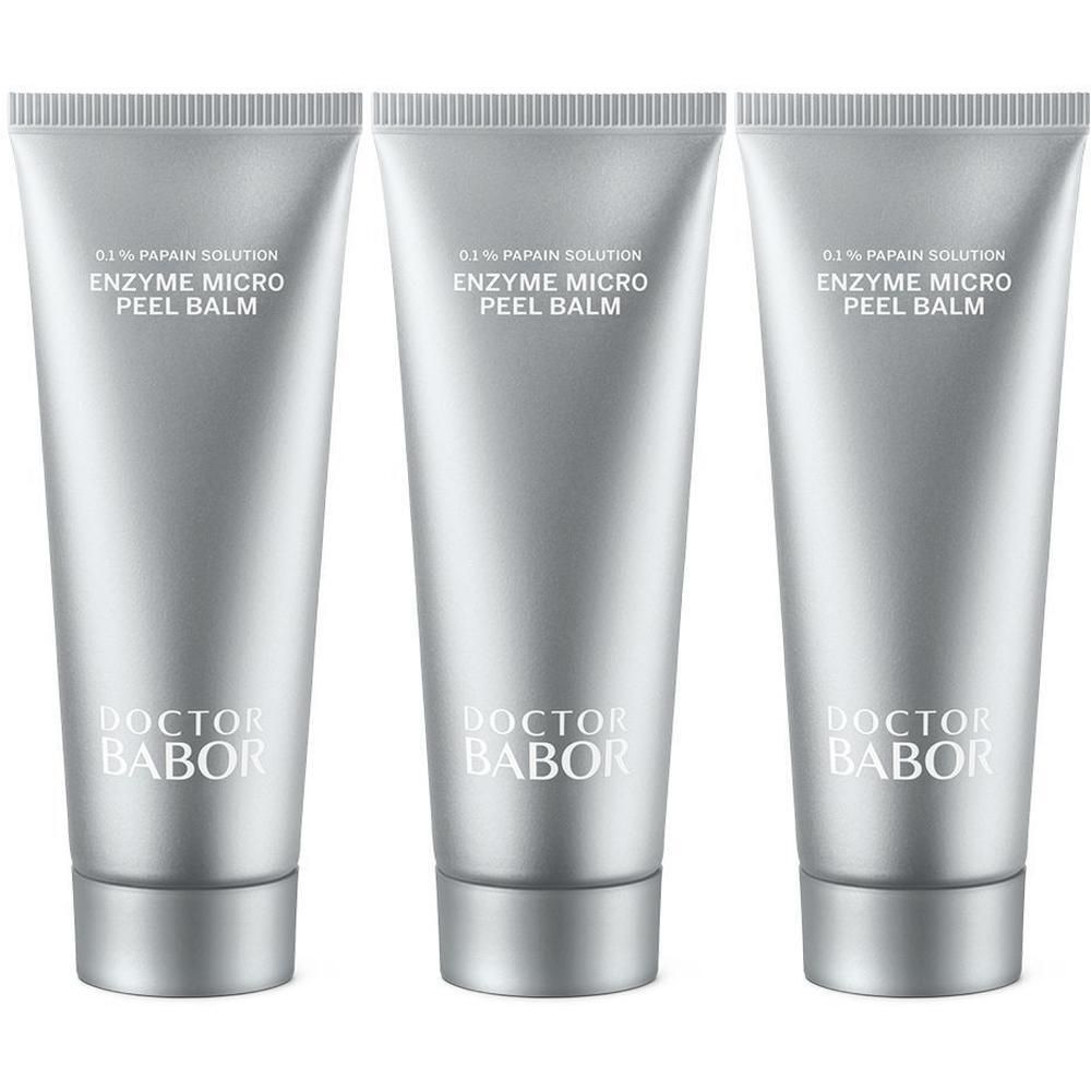 Trois tubes argentés de Baume Micro-Peeling aux Enzymes DOCTOR BABOR.