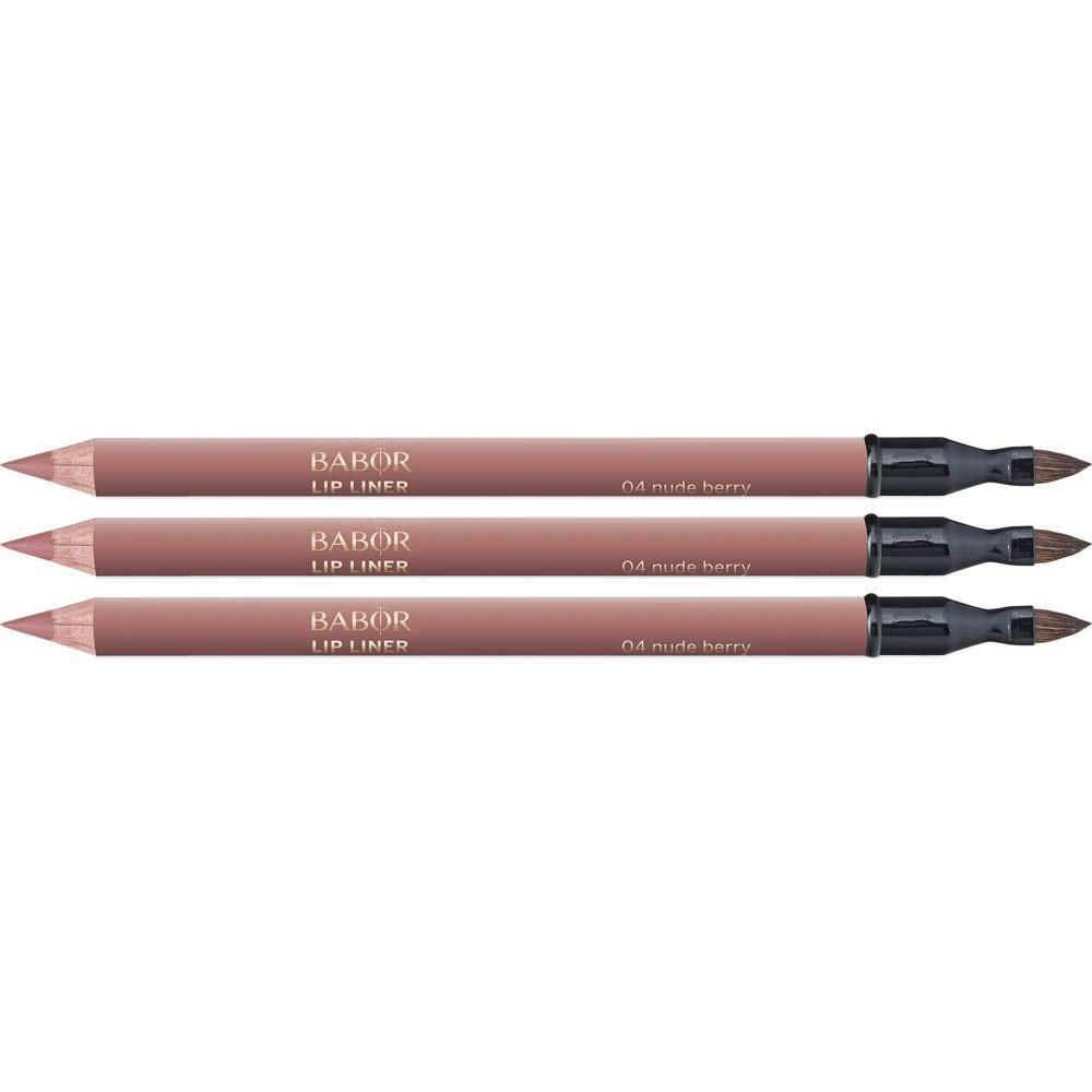 Trois crayons à lèvres Babor Nude Berry avec applicateur.