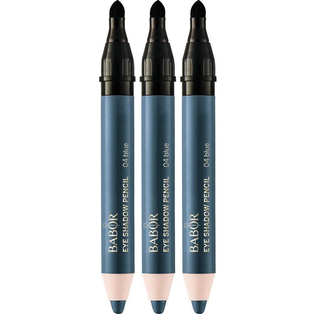 Trois crayons Babor Eye Shadow Pencil bleu 04.