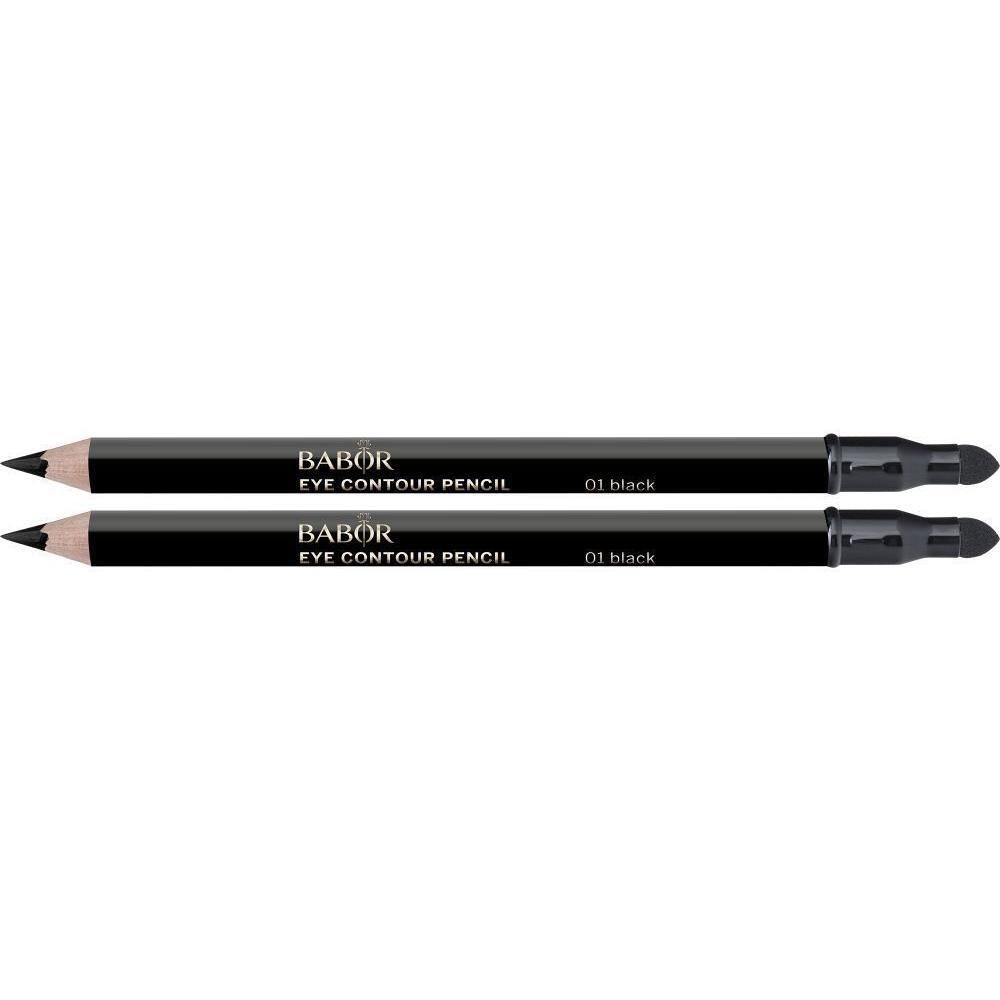 Deux crayons Babor Eye Contour noirs, taillés et avec applicateur.