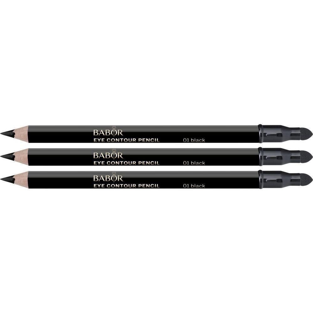 Trois crayons contour des yeux noirs avec inscription argentée.
