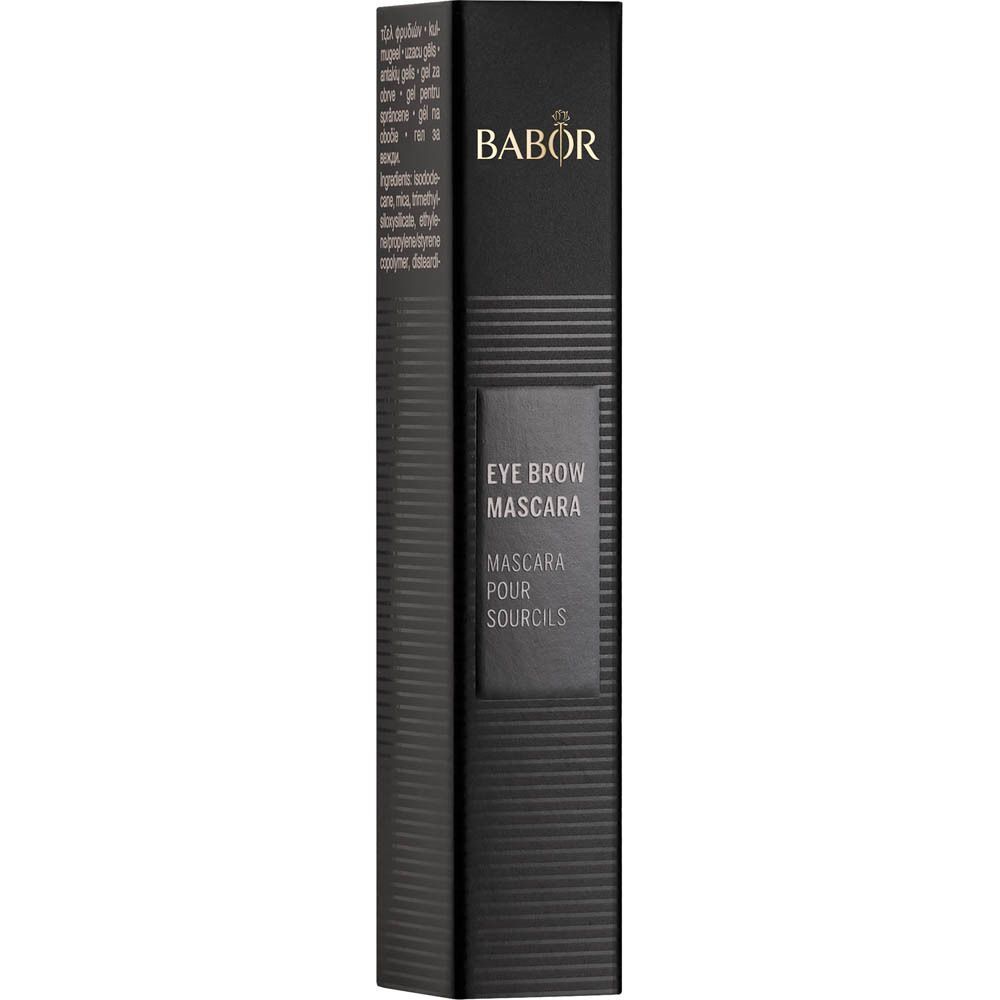 Packaging du Mascara Sourcils Babor, teinte Ash. Contient des informations produit.