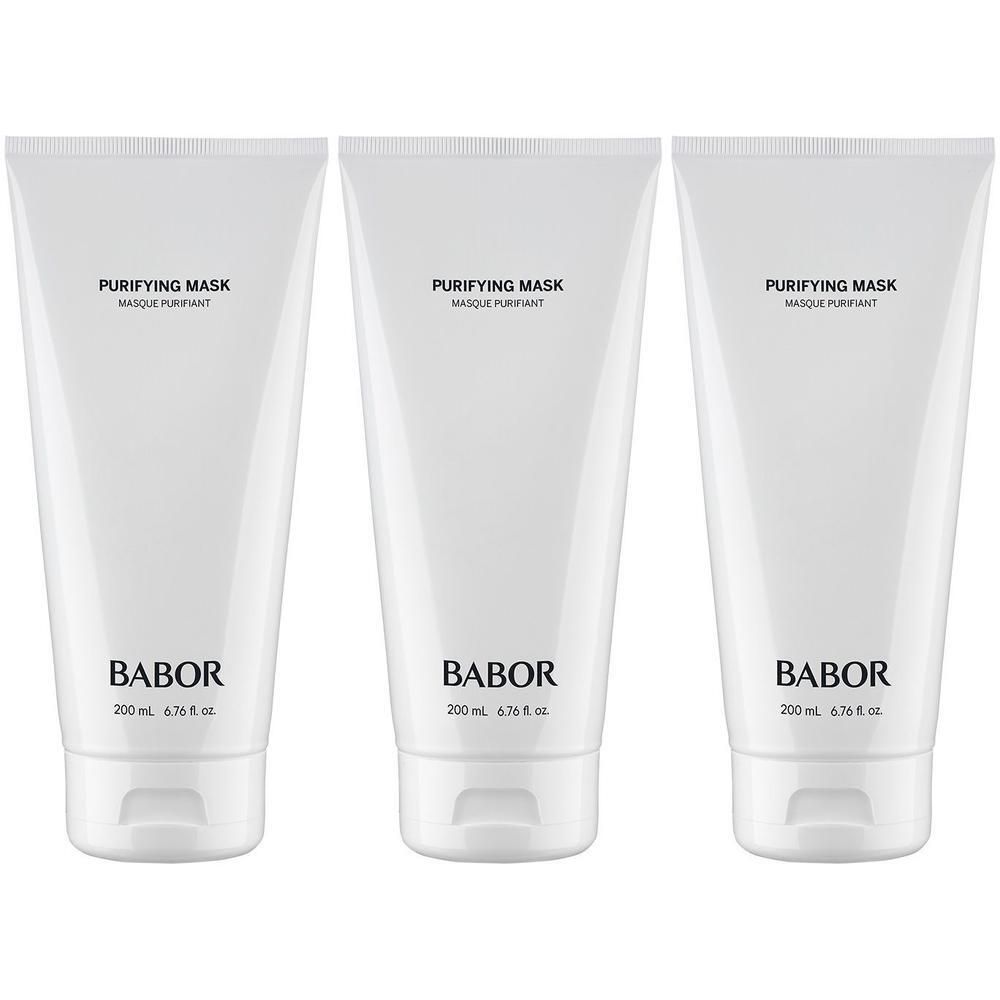 Drie witte tubes Babor Purifying Mask, elk 200 ml.