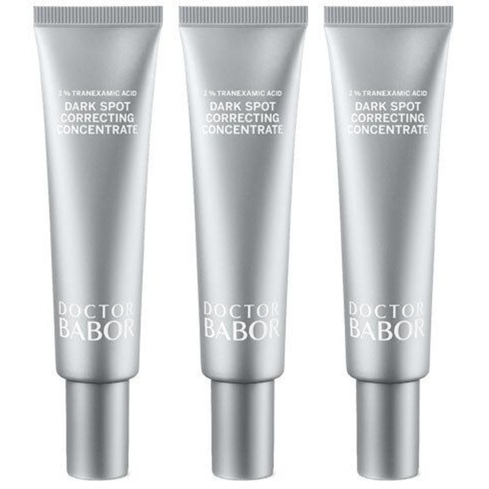 Trois tubes de concentré anti-taches sombres DOCTOR BABOR avec 2% d'acide tranexamique.