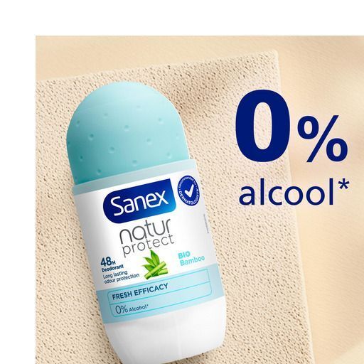 Déodorant roll-on Sanex, 0% alcool, avec bambou.