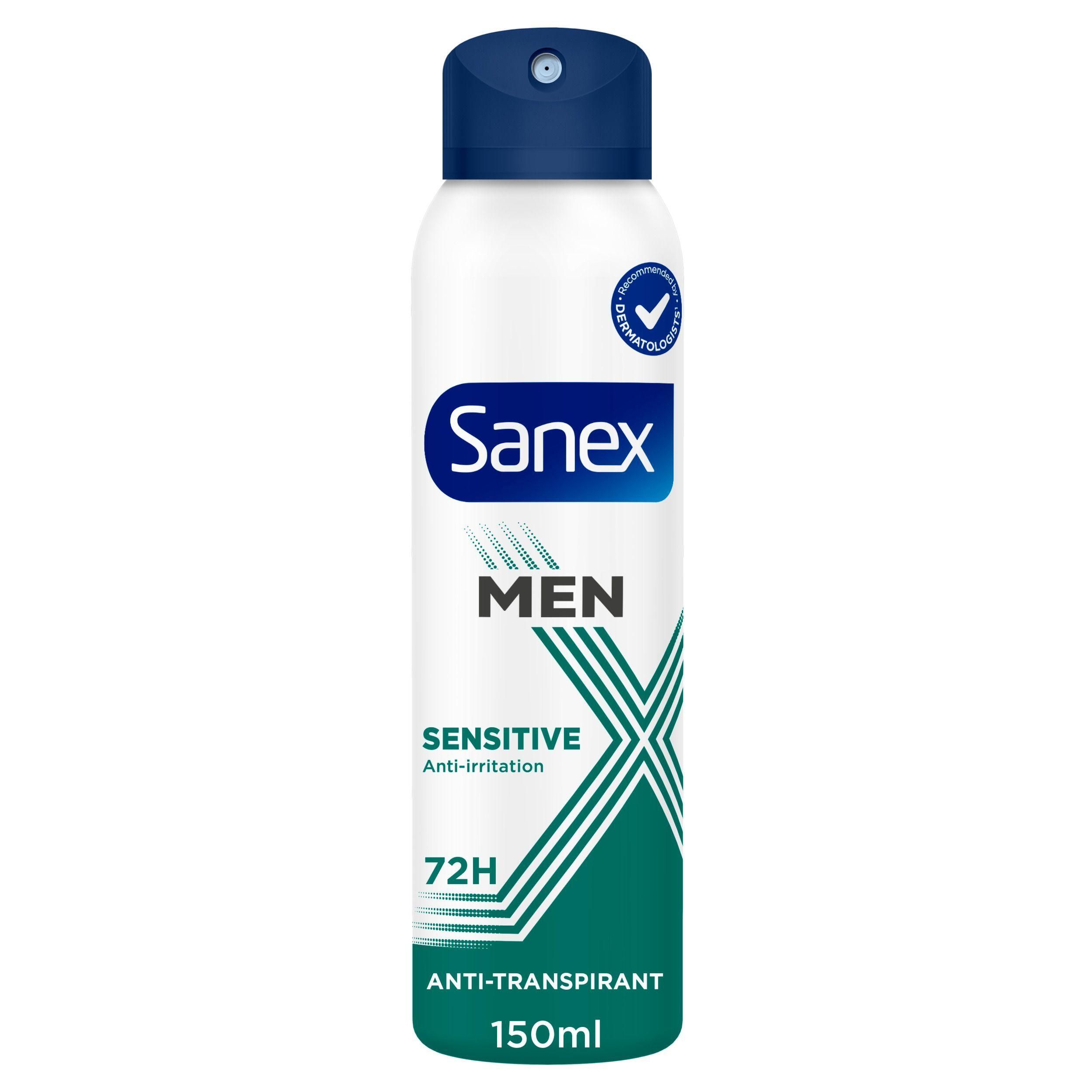 Sanex Men Sensitive 72h Anti-Transpirant Spray, 150ml.