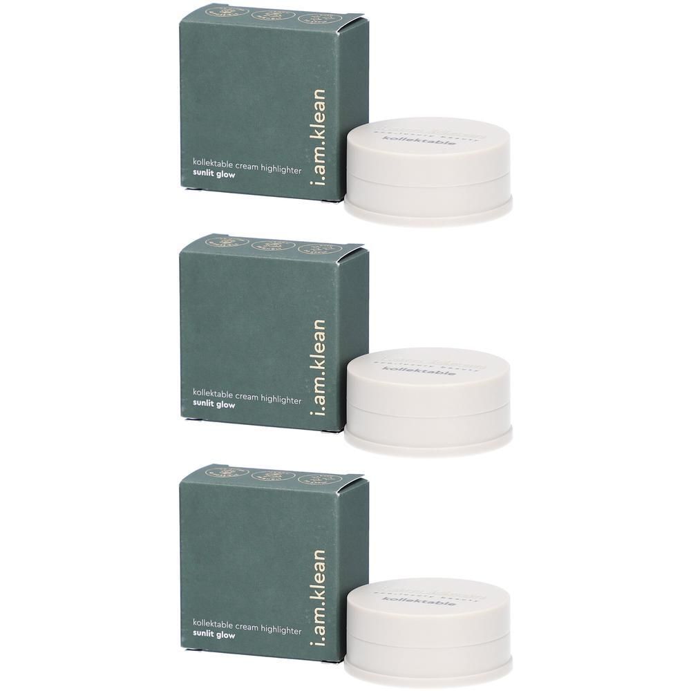 Drie ronde potjes met opschrift "i.am.klean" en "killeable cream highlighter".