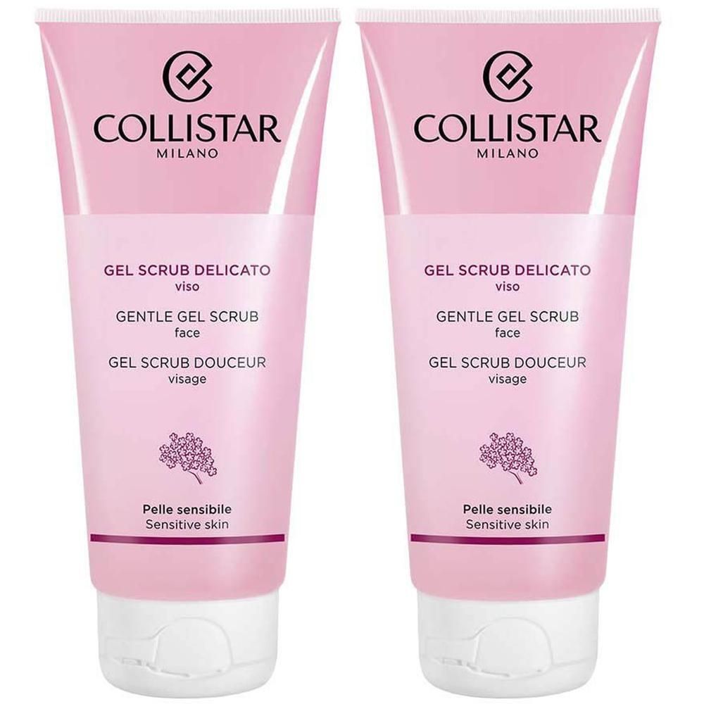 Deux tubes roses de Collistar Gentle Gel Scrub pour le visage, pour peaux sensibles.