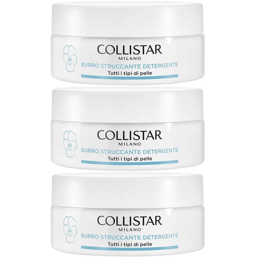 Trois pots blancs de produit nettoyant Collistar.