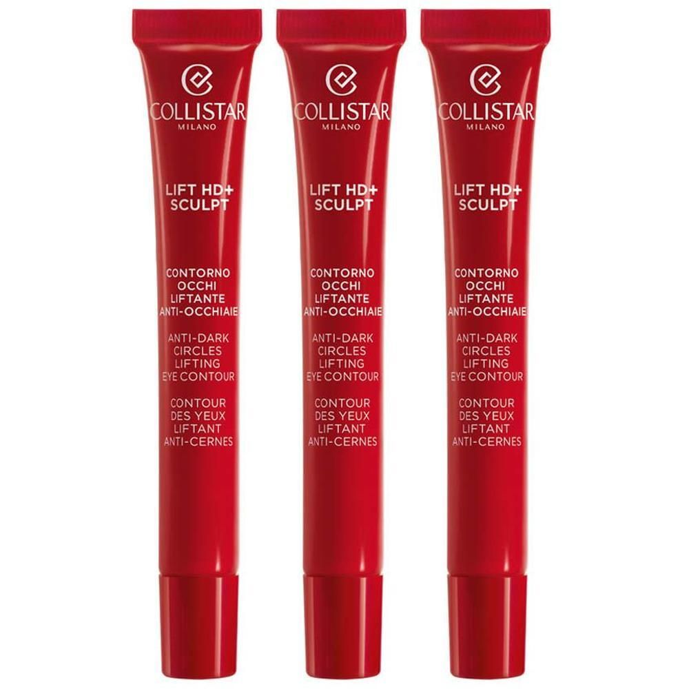 Drie rode tubes Collistar Lift HD+ Sculpt oogverzorging.