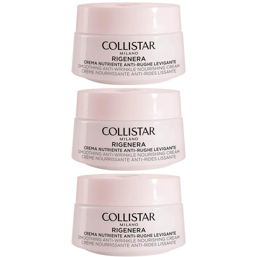 Trois pots de Crème Lissante Anti-Rides Nourrissante Rigenera Collistar.
