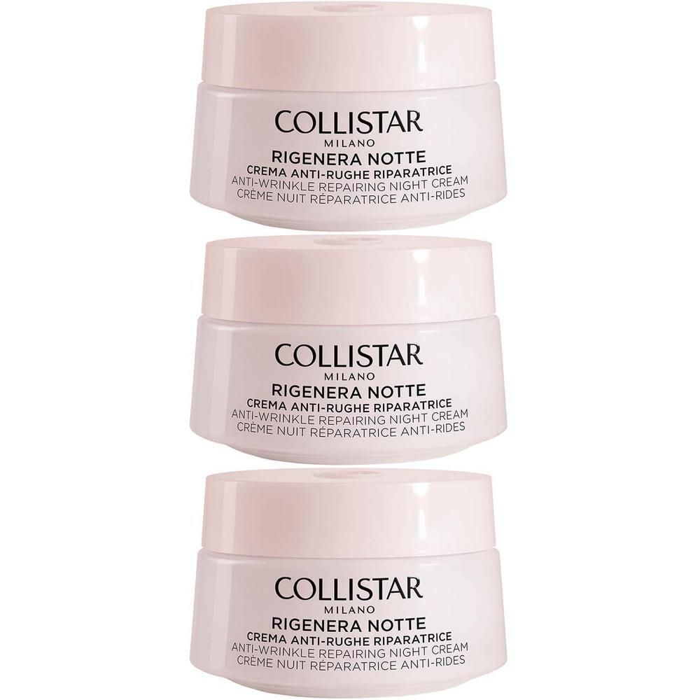 Trois pots de crème de nuit anti-rides Collistar.