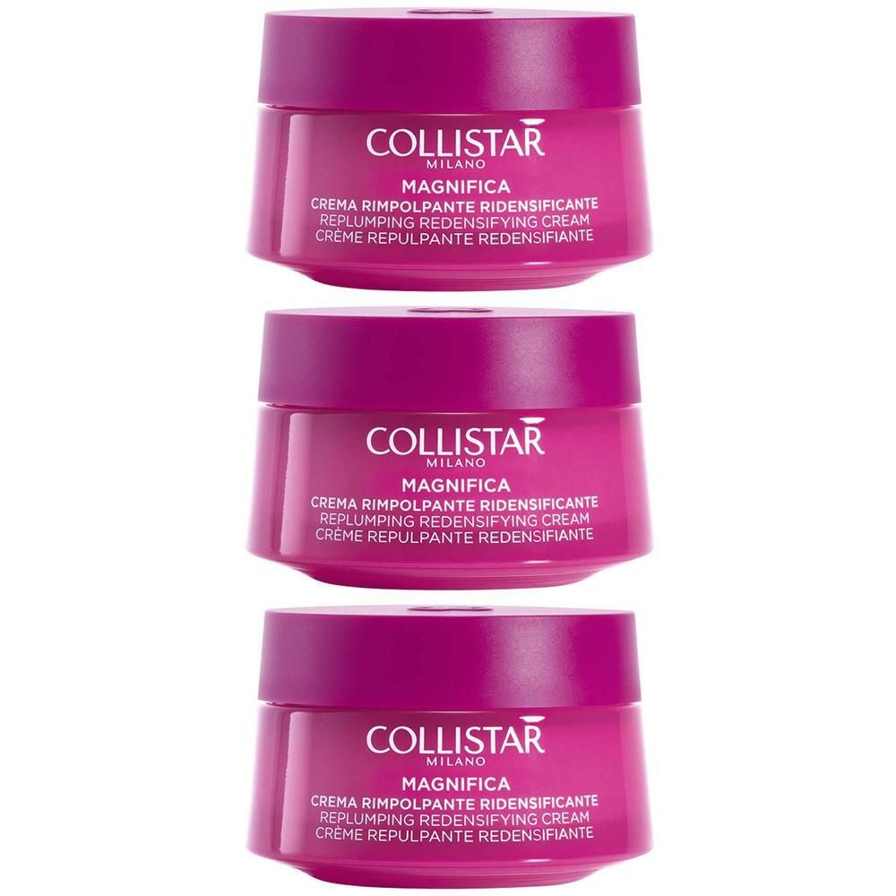 Trois pots de crème Collistar Magnifica, violets.