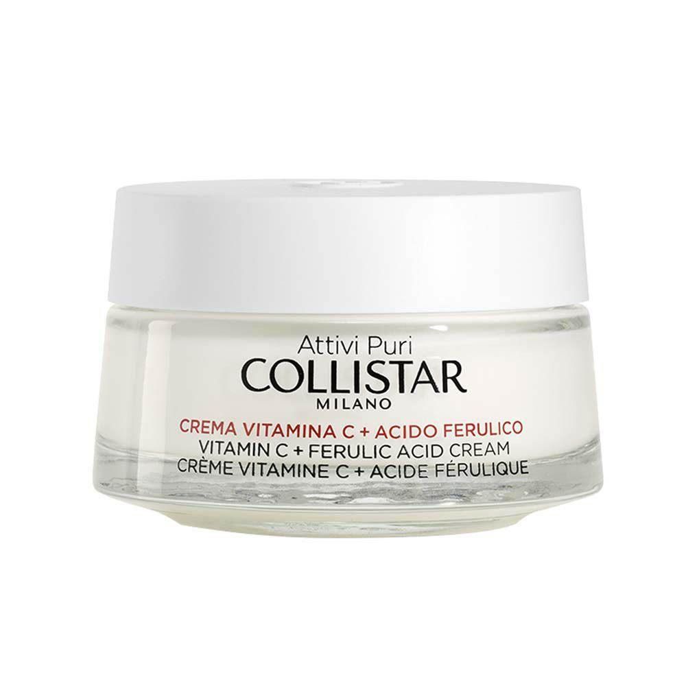 Crème Vitamine C + Acide Ferulique Collistar dans un pot en verre avec couvercle blanc.