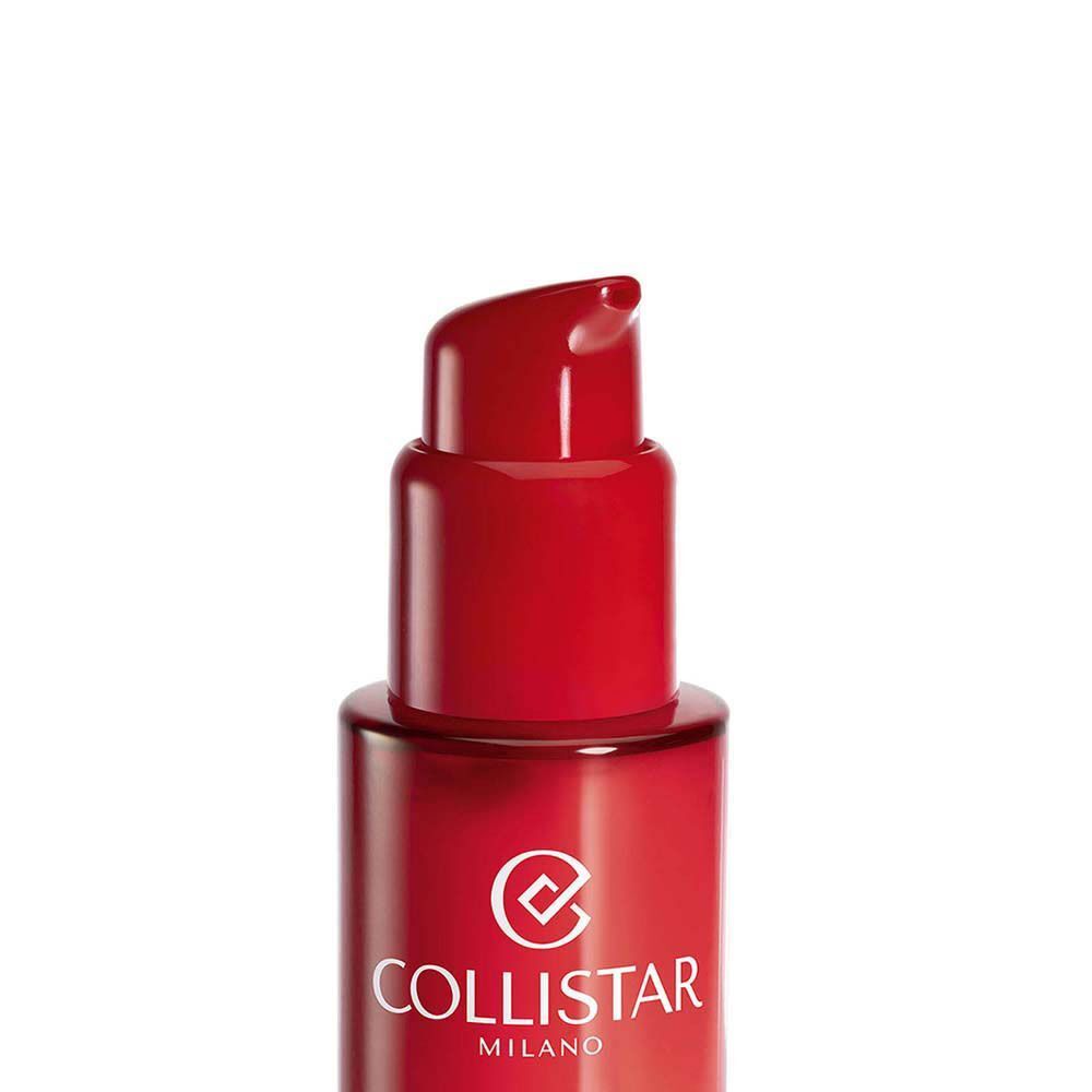 Close-up van de rode dispenser van Collistar Lift HD+ serum.
