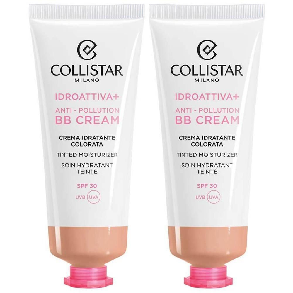 Twee Collistar BB Cream tubes met SPF 30. Anti-pollution, getinte vochtinbrengende crème.