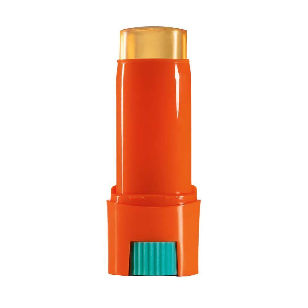 Een enkele Collistar zonnestick SPF 50+ in oranje huls met turquoise draaimechanisme.