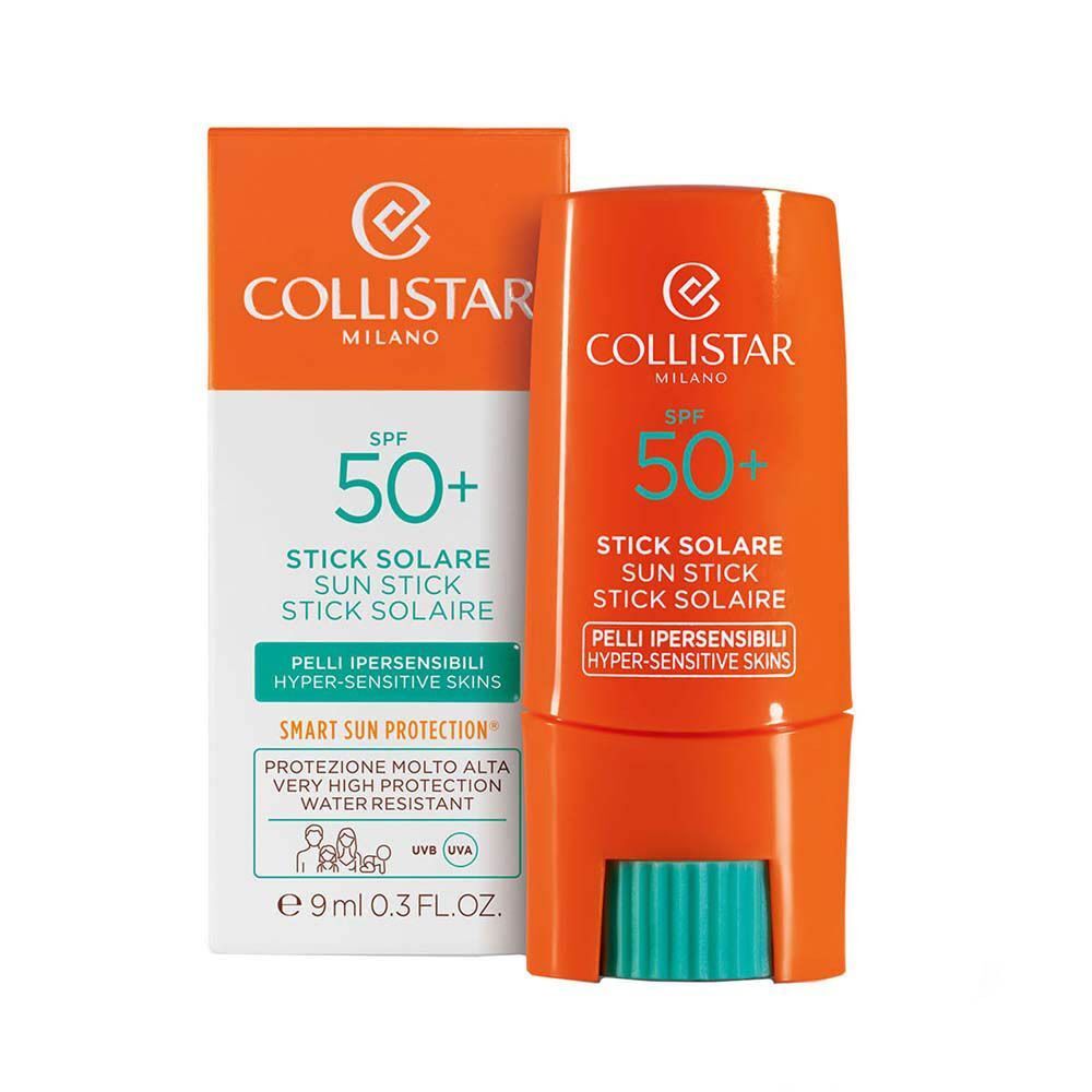 Collistar zonnestick SPF 50+ naast de oranje-witte verpakking.