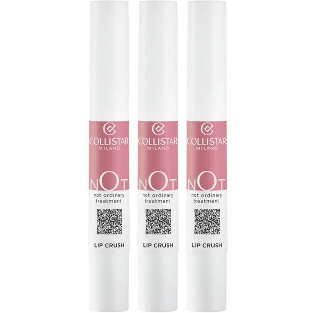 Drie witte pennen met roze label, Collistar Not Ordinary Treatment Lip Crush.