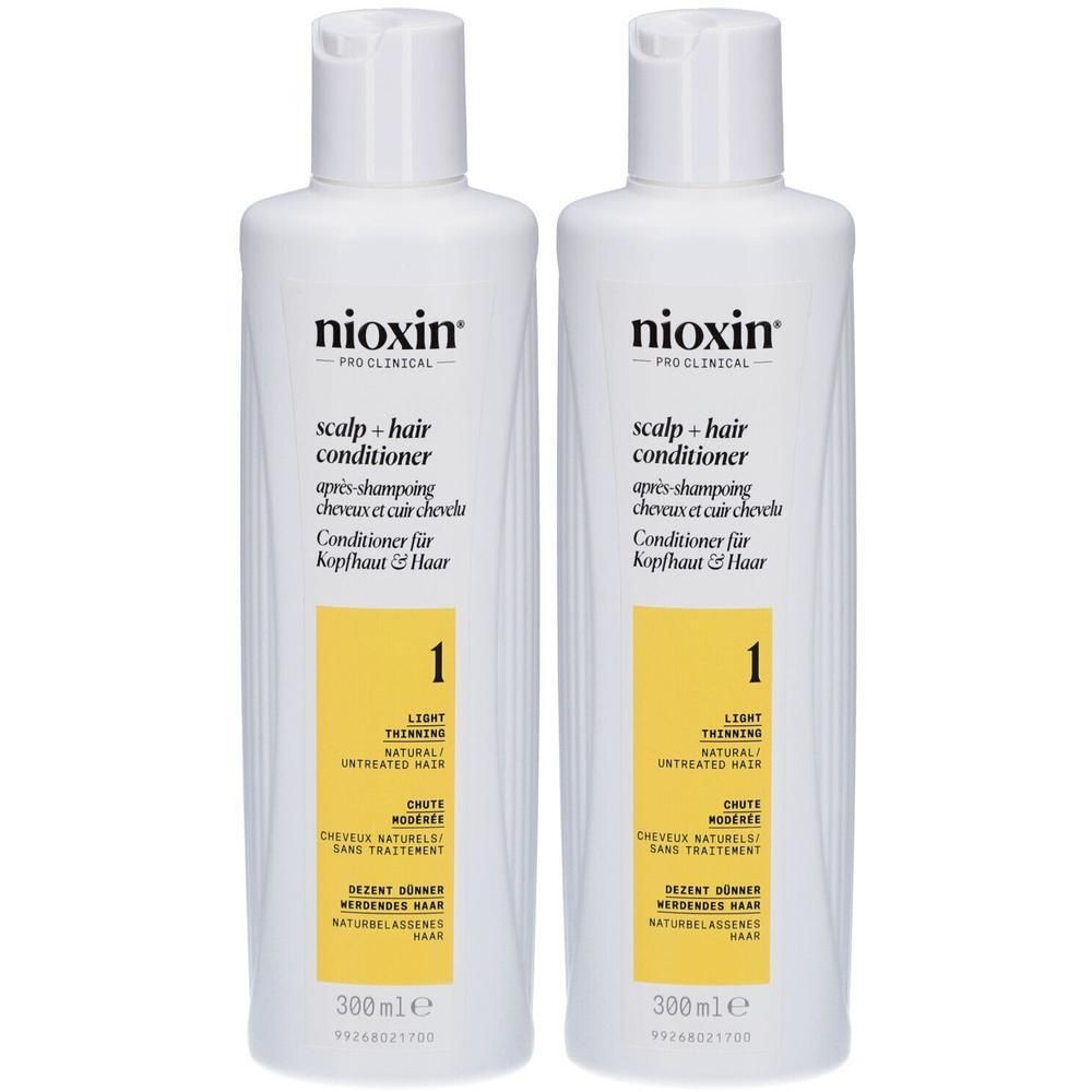 Deux bouteilles de Nioxin Système 1 Après-shampooing, 300ml.