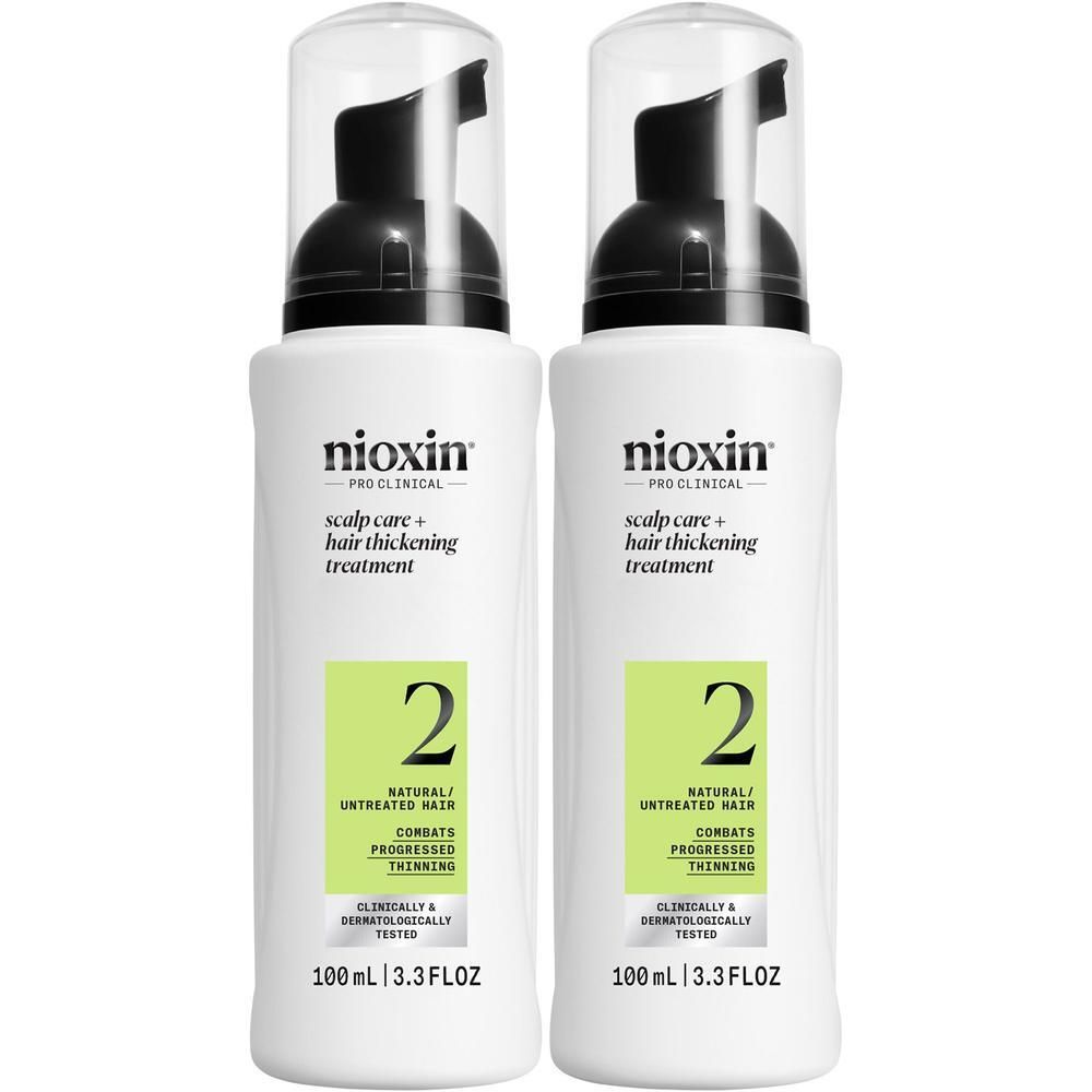 Deux flacons Nioxin Système 2 avec distributeur pompe, 100ml.