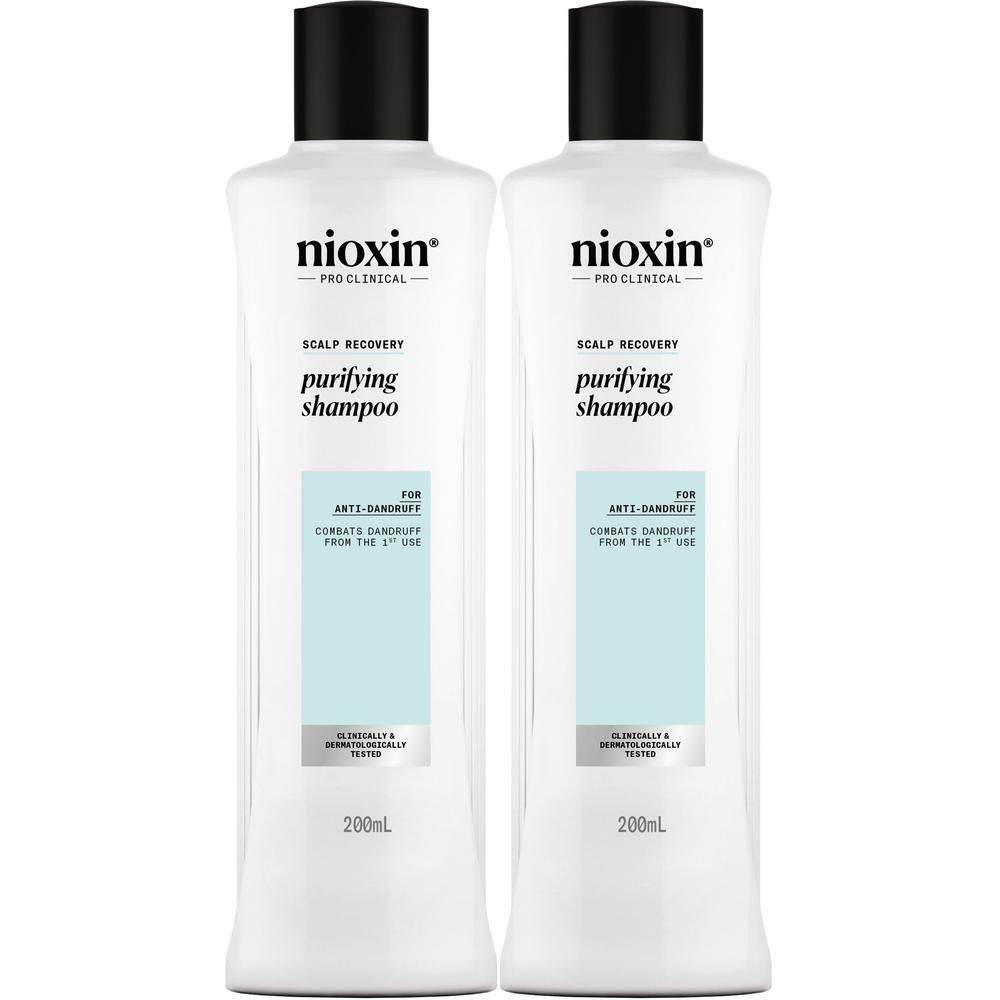 Twee flessen Nioxin Scalp Recovery Purifying Shampoo, 200ml.