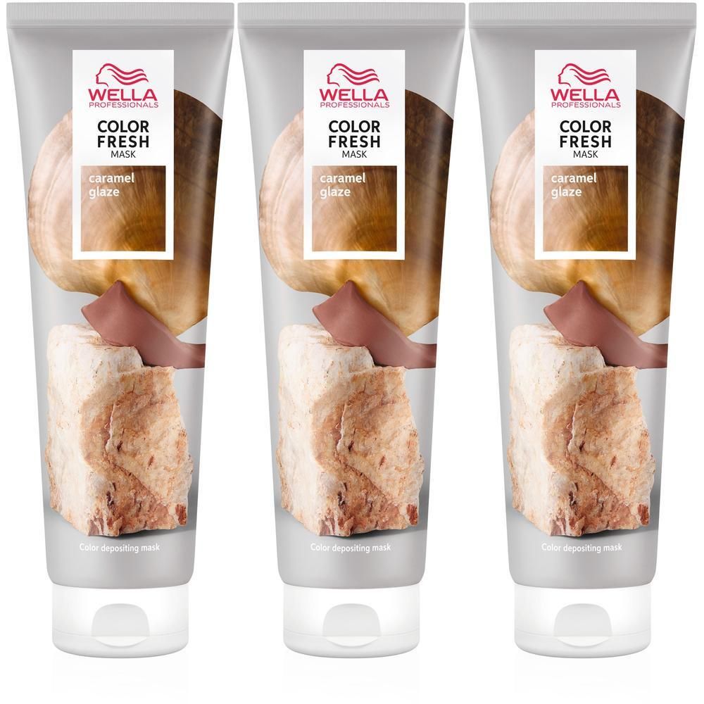 Trois tubes de Wella Color Fresh Mask Caramel Glaze.