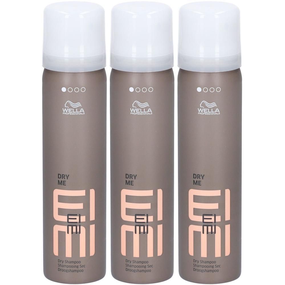 Drie flacons Wella Professionals EIMI Dry Me droogshampoo.