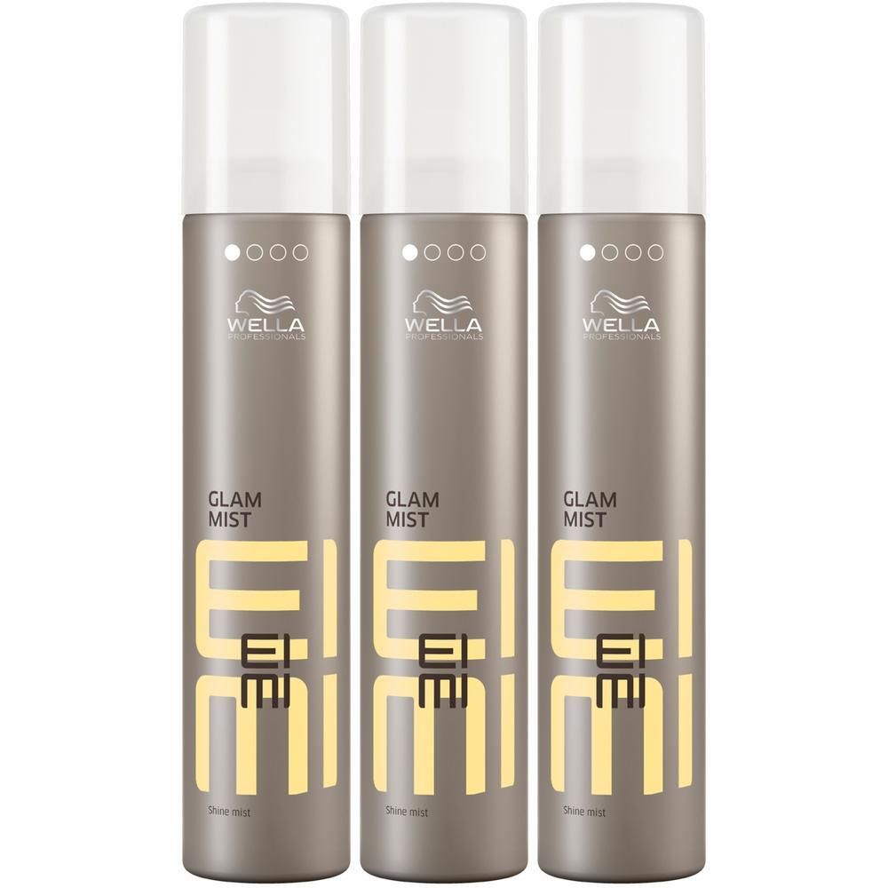 Trois flacons de spray WELLA PROFESSIONALS Glam Mist côte à côte.