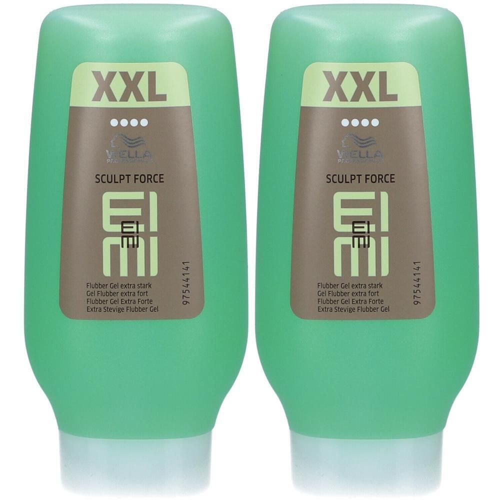 Twee groene flessen Wella Sculpt Force XXL Flubber Gel.