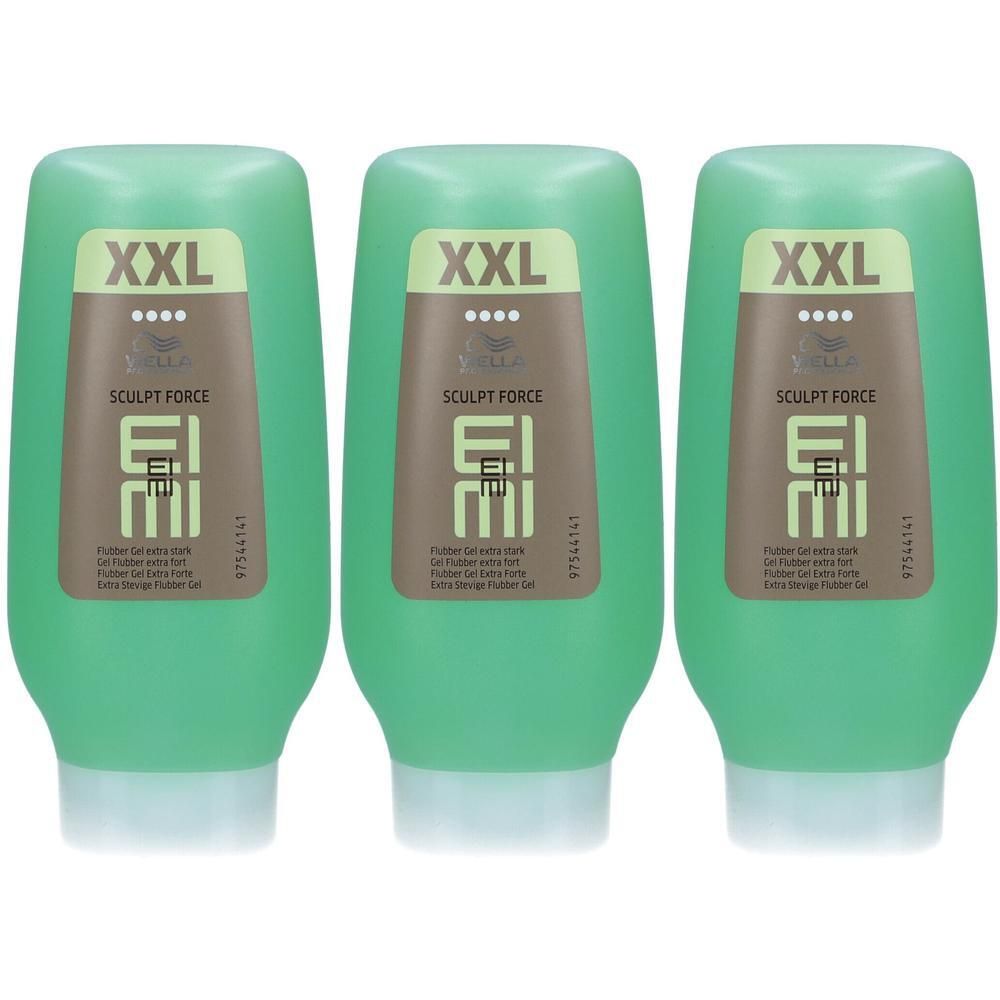 Drie flessen Wella Professionals Sculpt Force haargel, XXL formaat.