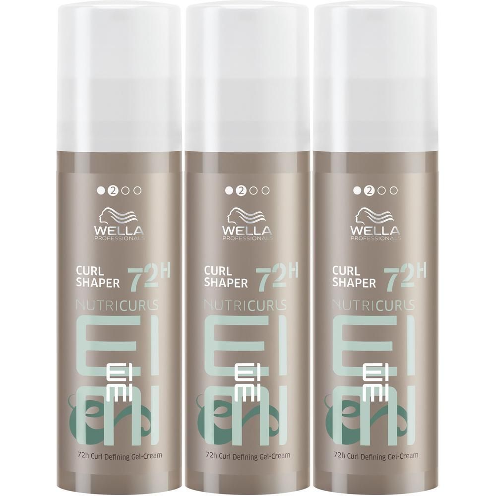 Trois flacons de Wella EIMI Nutricurls Curl Shaper Gel-Crème pour 72h de définition des boucles.