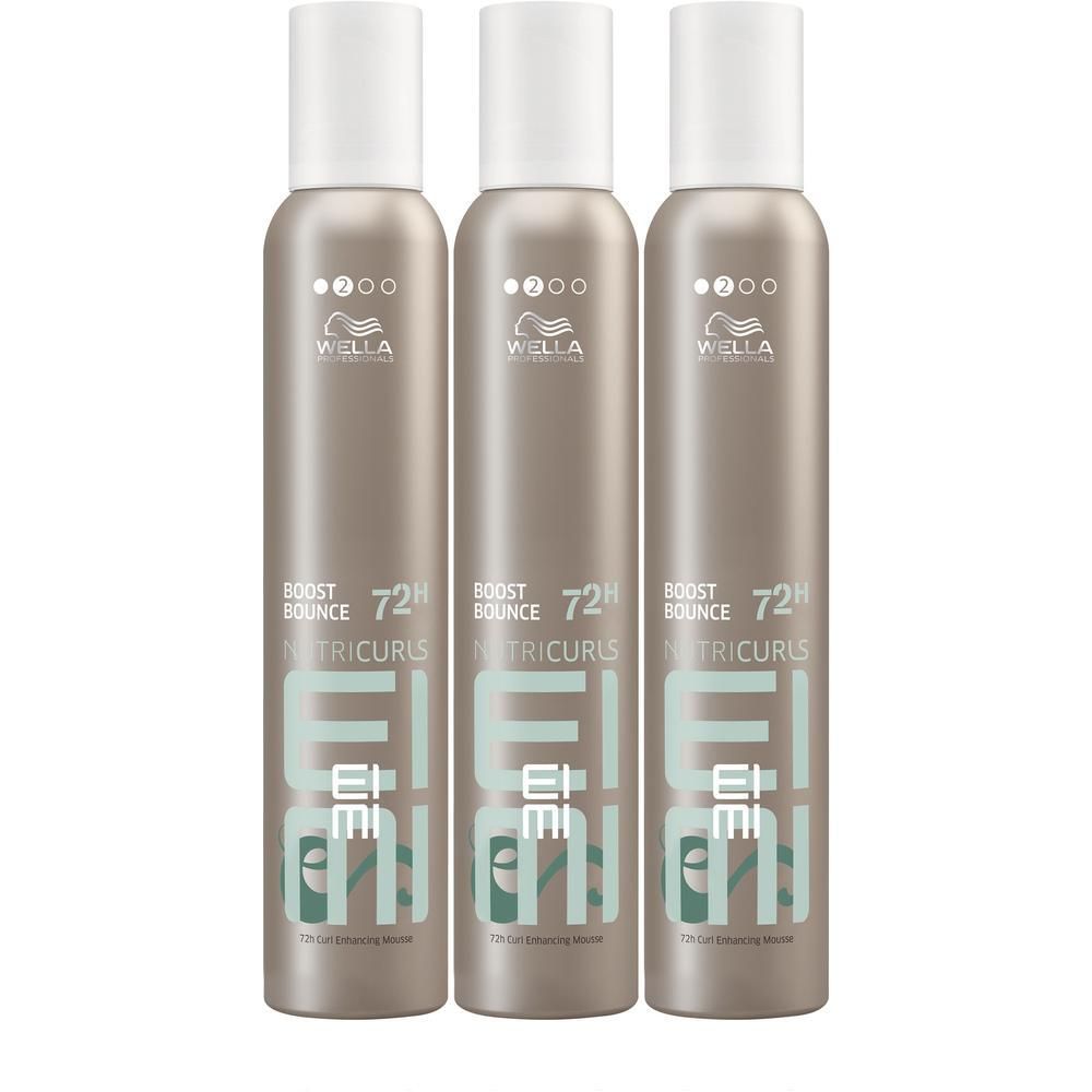 Drie flacons Wella Professionals EIMI Nutricurls Boost Bounce Mousse.