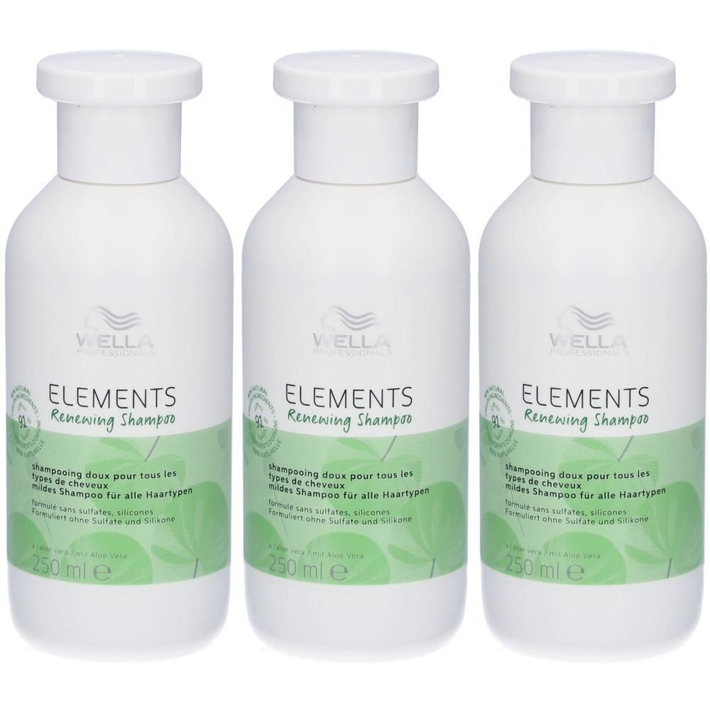 Drie flessen Wella Elements Renewing Shampoo, elk 250ml.