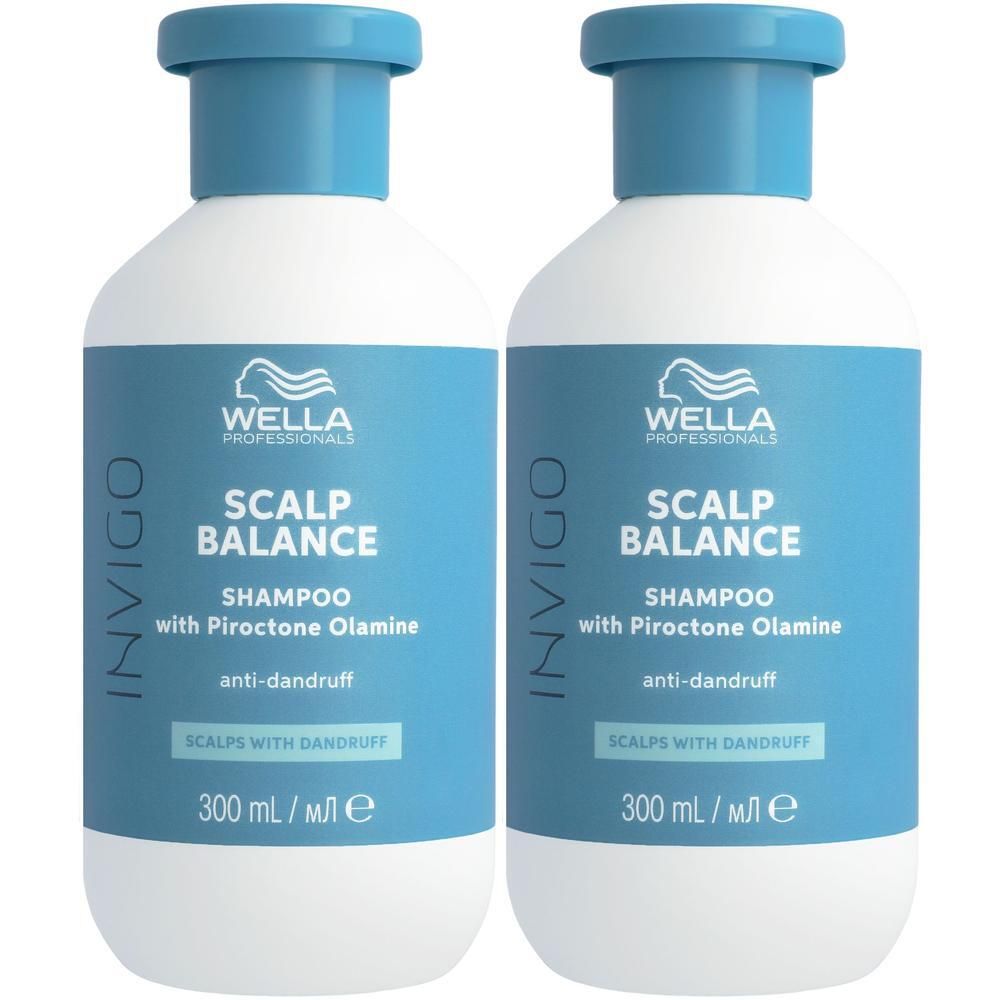 Twee flessen WELLA PROFESSIONALS Invigo Scalp Balance shampoo, 300ml.