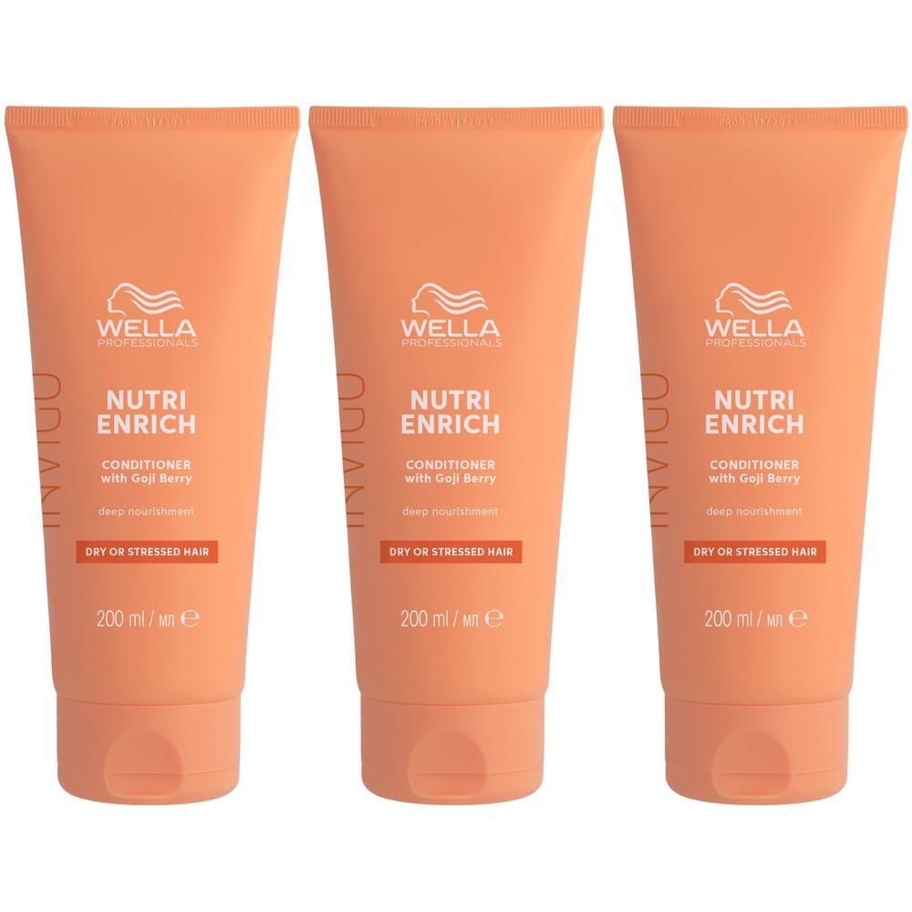 Trois tubes orange de Wella Nutri Enrich Conditioner, 200 ml.