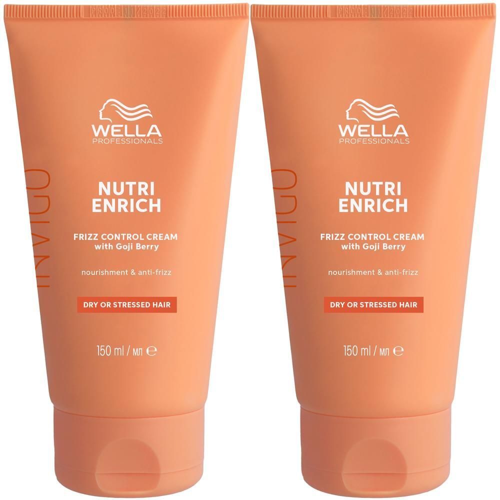 Twee oranje tubes Wella Professionals Invigo Nutri Enrich Frizz Control Cream, 150 ml.