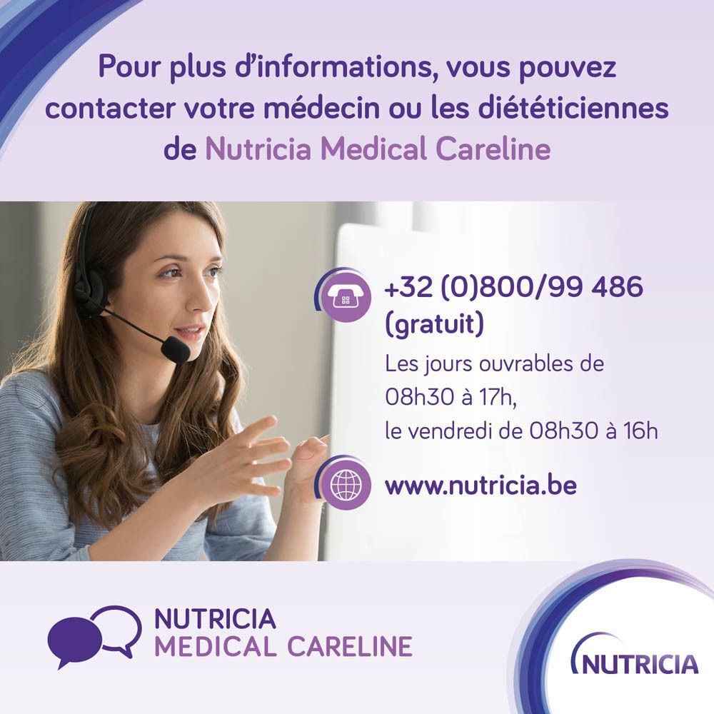 Informations de contact et service client Nutricia Medical Careline.