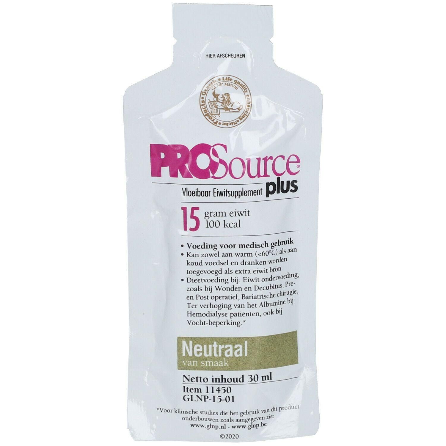 PROSource Plus Neutre Sachet 15g Eiwit, 100 kcal, 30ml.