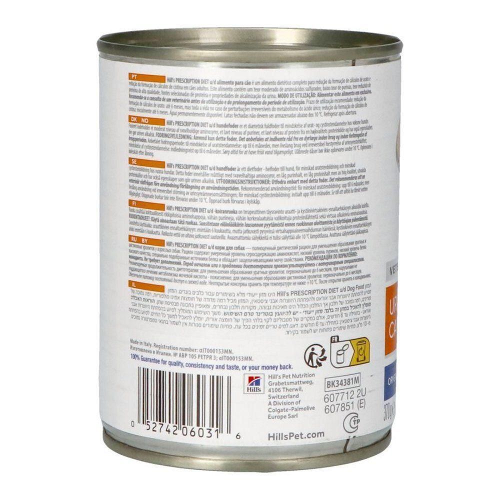 Blik Hill's Prescription Diet Urinary Care u/d Original hondenvoer. Bevat een lepel voer.