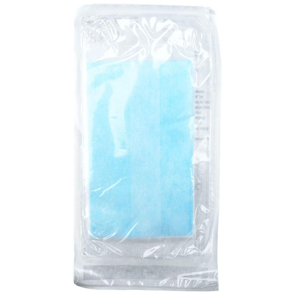 Steriele kompres in blauwe kleur, individueel verpakt.