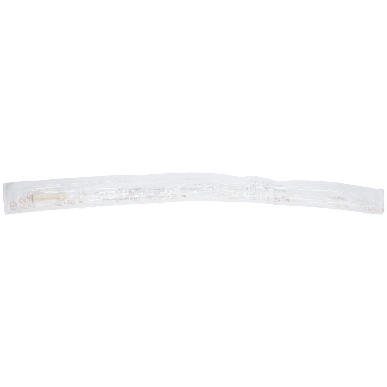 Sonde urétrale Nelaton stérile, 40 cm, CH12, sous emballage transparent.