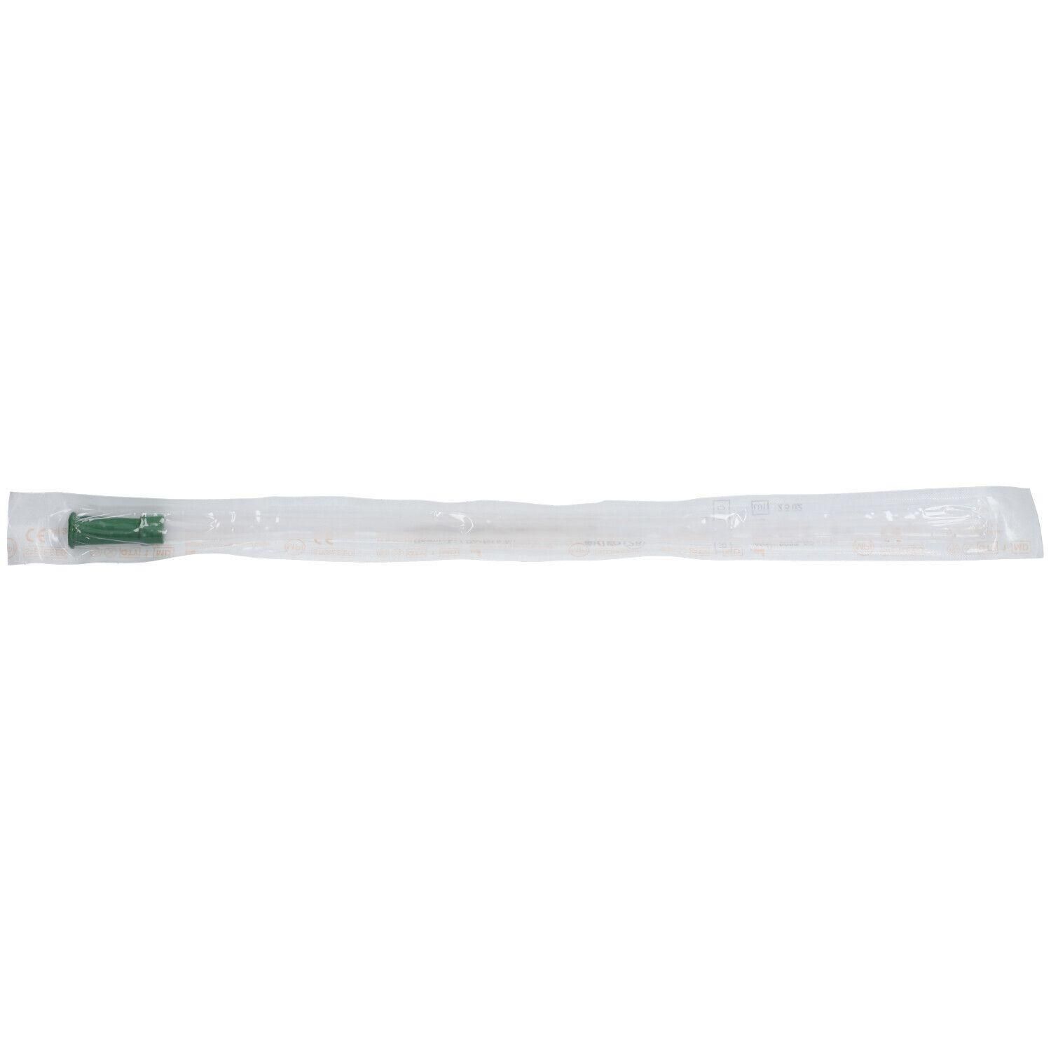 Steriele rectale sonde met groene connector, individueel verpakt.
