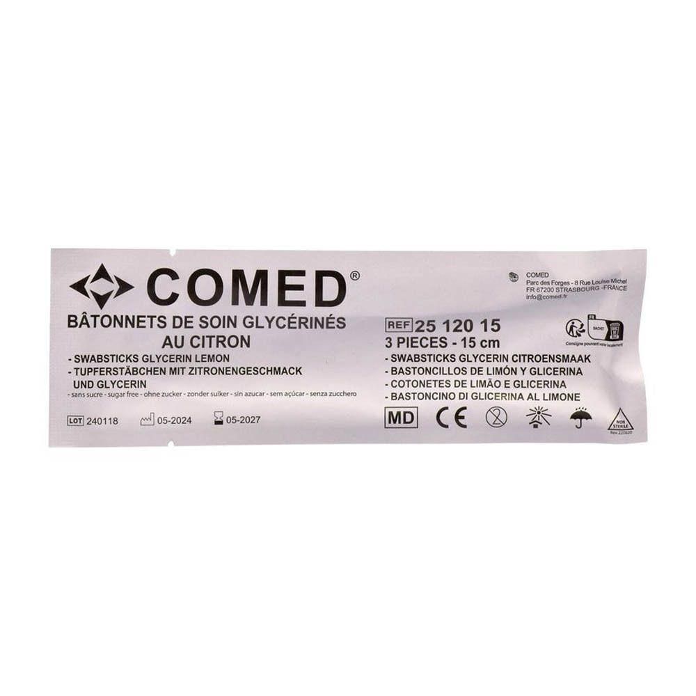 Bâtonnets de soin Comed glycérinés au citron, 3 pièces, 15 cm.
