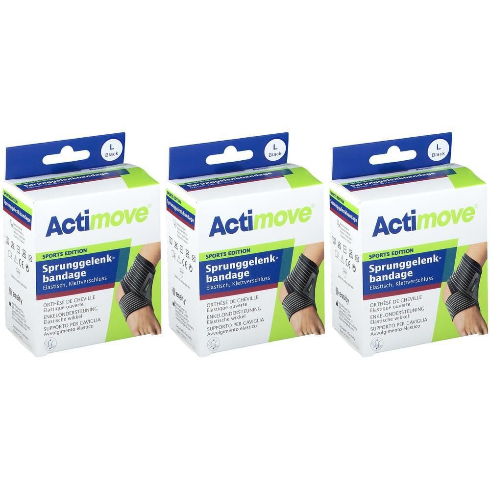 Actimove Orthèse de Cheville, Sports Edition, taille L, noir. Élastique, fermeture velcro.